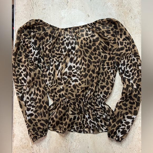 Michael Kors Sheer Leopard Print Blouse Size Small Petite - Picture 2 of 4